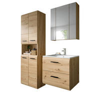 BADMÖBEL-SET 3-teilig in Artisan Eiche, Badkombination mit Waschtisch, 135 x 185 cm Cover - Schwarz/Eiche Artisan, Glas/Keramik (135/185/30cm) - Inn.Furn