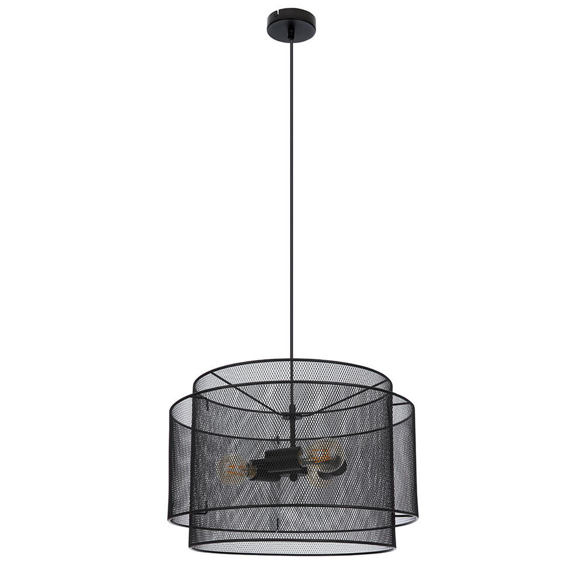 HÄNGELEUCHTE Metallgeflecht Schwarz matt - Schwarz, Metall (45/45/120cm) - Globo Lighting