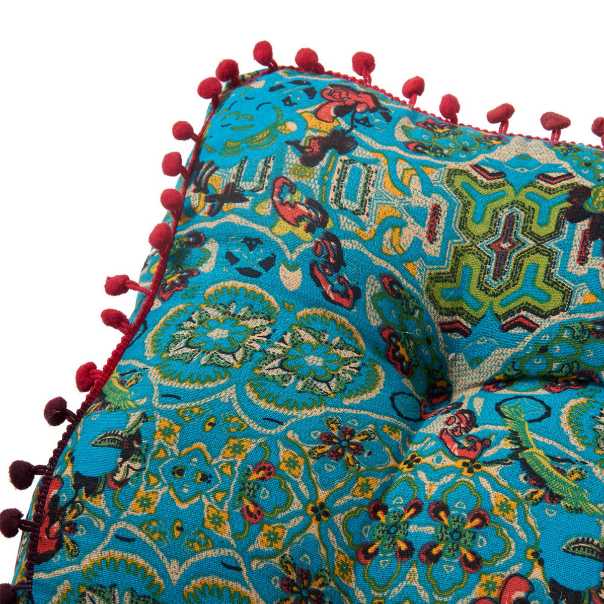 SITZKISSEN in Marokkanischer Stil Quadratisch aus Leinen-Baumwollstoff in blau Bequem & dekorativ 42 x 42 x 7 cm - Blau, Textil (42/42/7cm) - Livingandhome