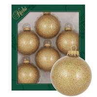 CHRISTBAUMKUGELN Uni-Design Frances Goldfarbig 7cm (Glas / 6 Stk.) - Goldfarben, Glas (6/7/6cm) - Krebs Glas Lauscha