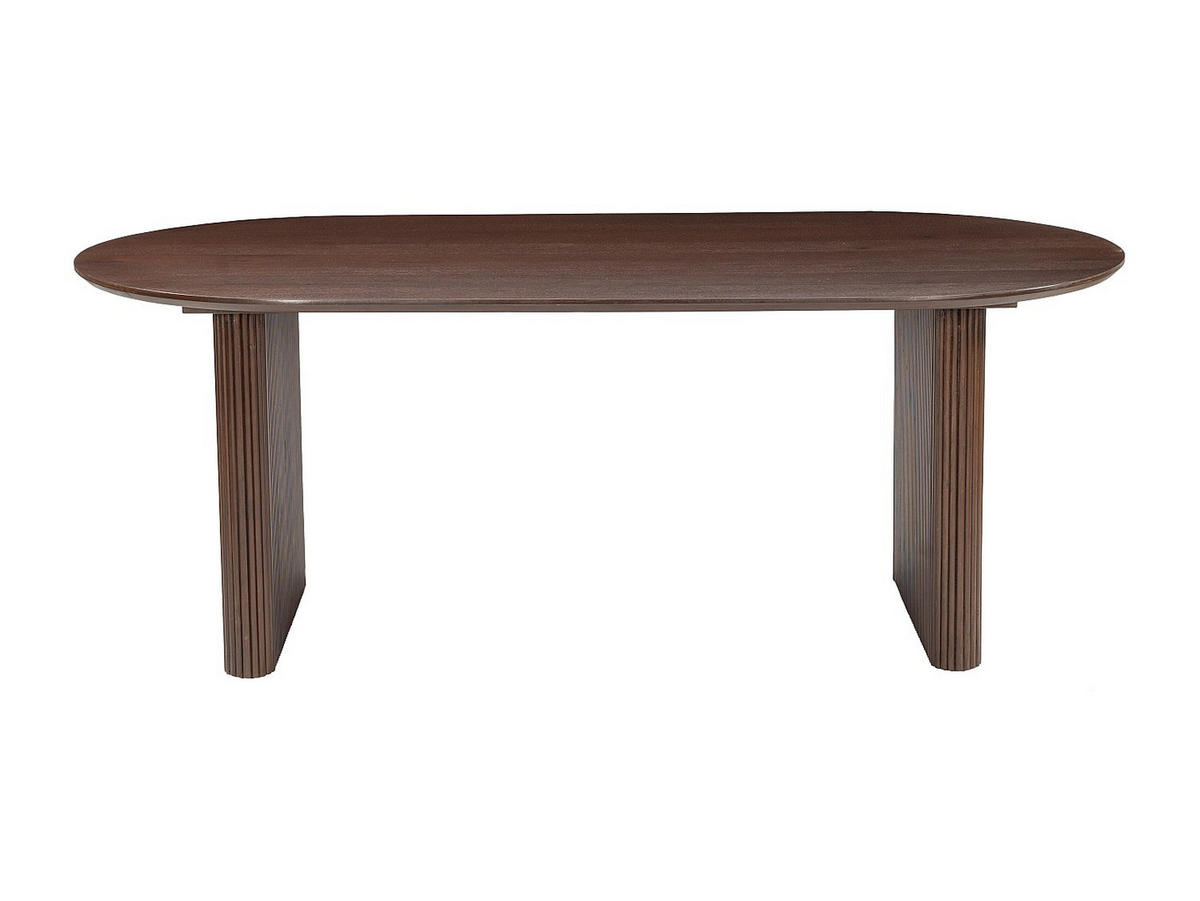 TISCH ohne Ausziehfunktion - 8 -Sitzer - Massivholz - naturfarben dunkel - NEVILI - Naturfarben, Holz (100/200/75cm) - Vente-Unique