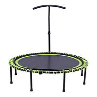48-ZOLL-RUNDTRAMPOLIN mit Bungee-Seilen und verstellbarem T-Griff Faltbar aus Stahl Oxford-Gewebe Gummiseil in Schwarz Grün 122 x 122 Tx 123 cm - Grün, Metall (122/122cm) - Livingandhome