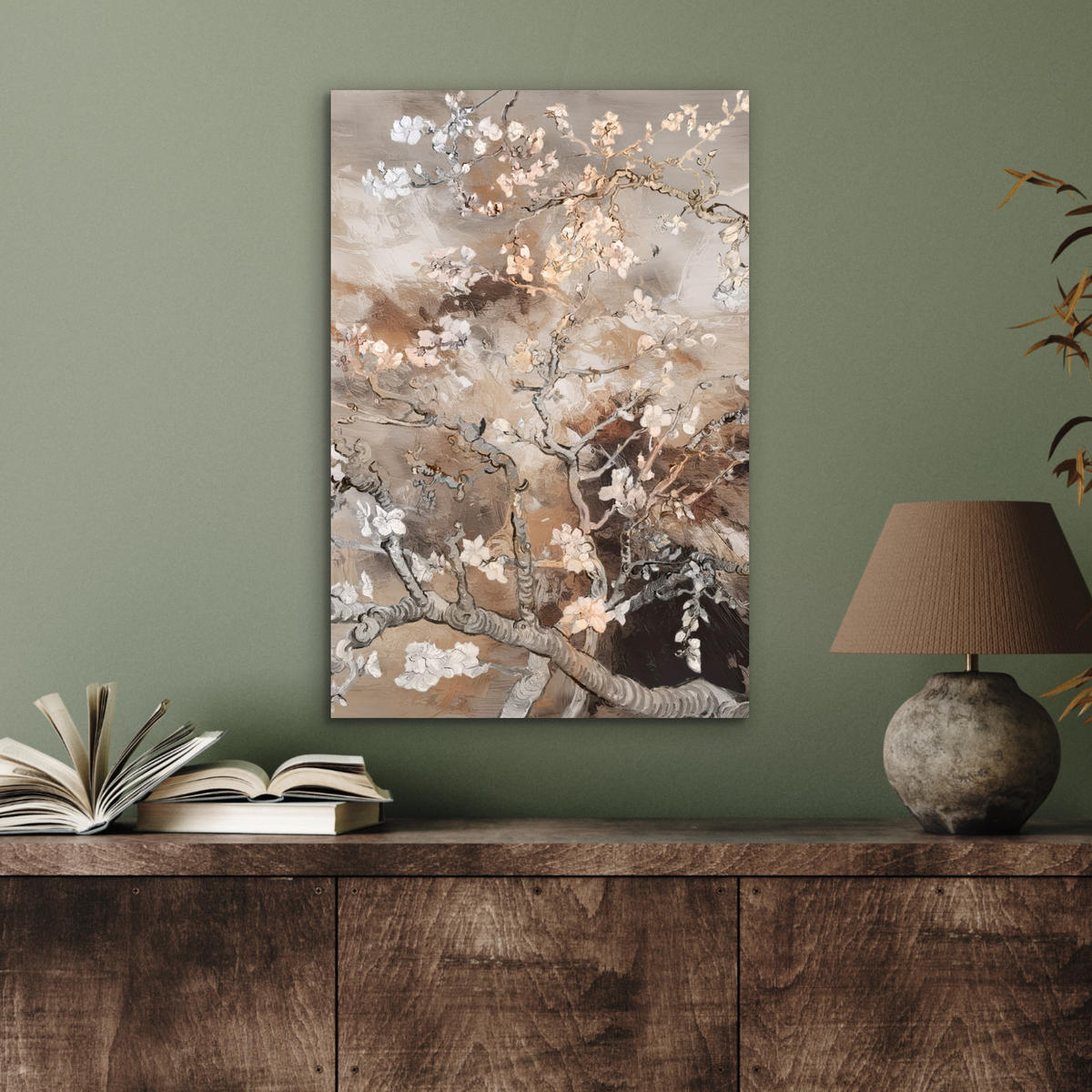 METALLBILD Mandelblüte - Kunst - Van Gogh - Beige - Abstrakt 40x60 cm - Braun, Metall (40/60cm) - MuchoWow