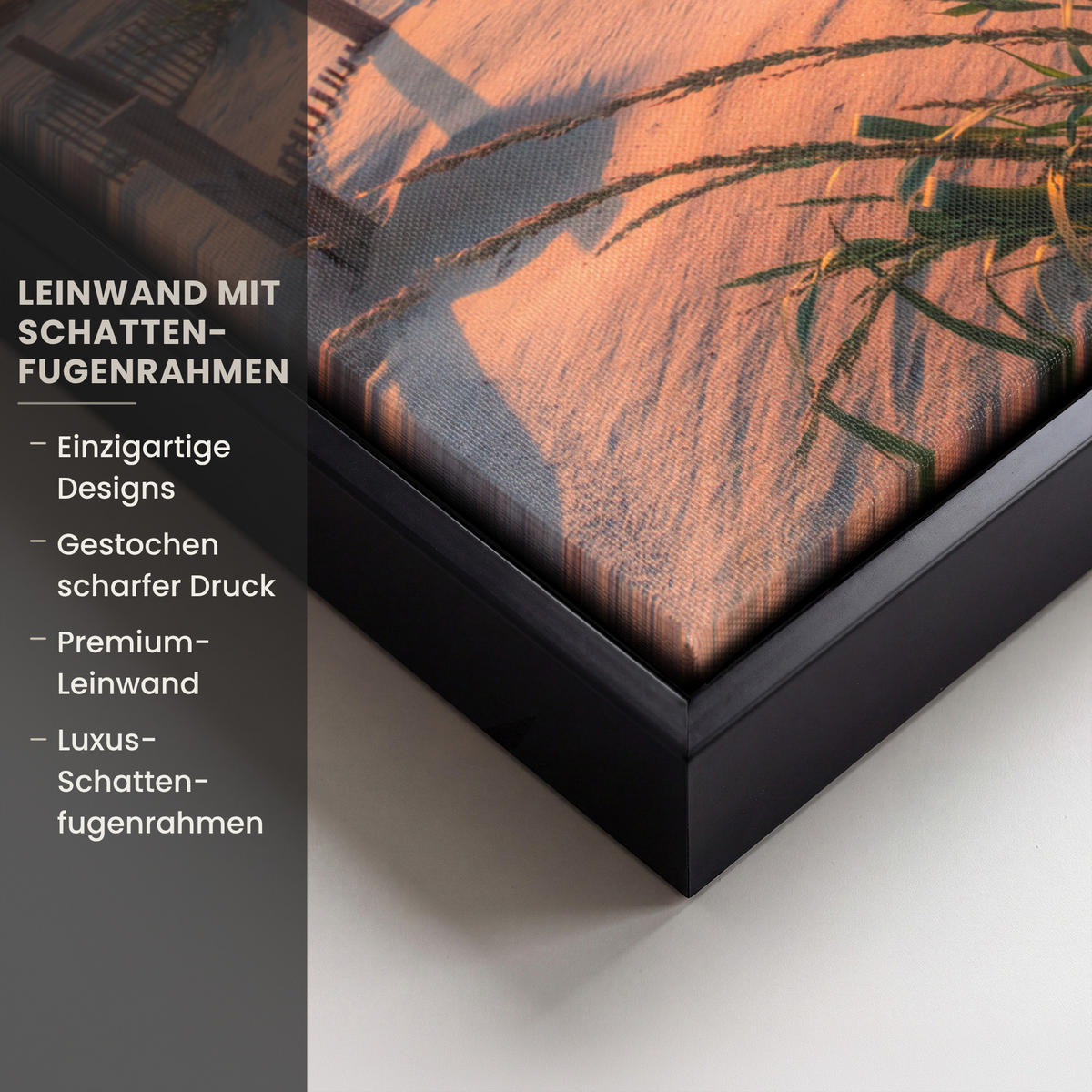 LEINWAND Bilder mit Rahmen - Strand - Meer - Düne - Sonnenuntergang - Landschaft - 30x40 - Beige, Textil (30/40cm) - MuchoWow