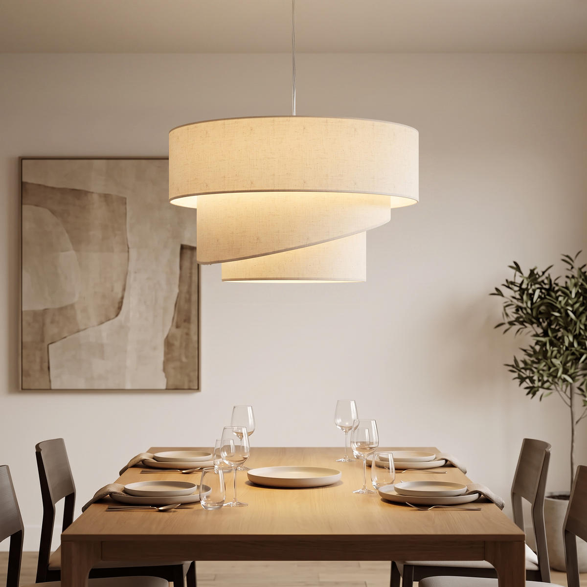 PENDELLEUCHTE Leinen Beige - Beige, Textil (50/50/37.5cm) - HOMCOM