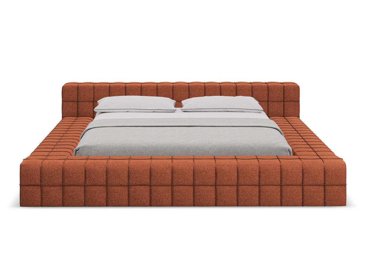 POLSTERBETT Doppelbett mit Matratze 220x260 Orange - Terra cotta/Schwarz, Kunststoff/Textil (160/200cm) - Makamii