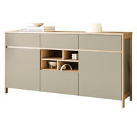 SIDEBOARD Salbei grün, Eiche, Kommode skandinavisch 164 cm, Soft-Close - Salbeigrün/Eichefarben, Holzwerkstoff/Metall (164/85/39cm) - Furn.Design