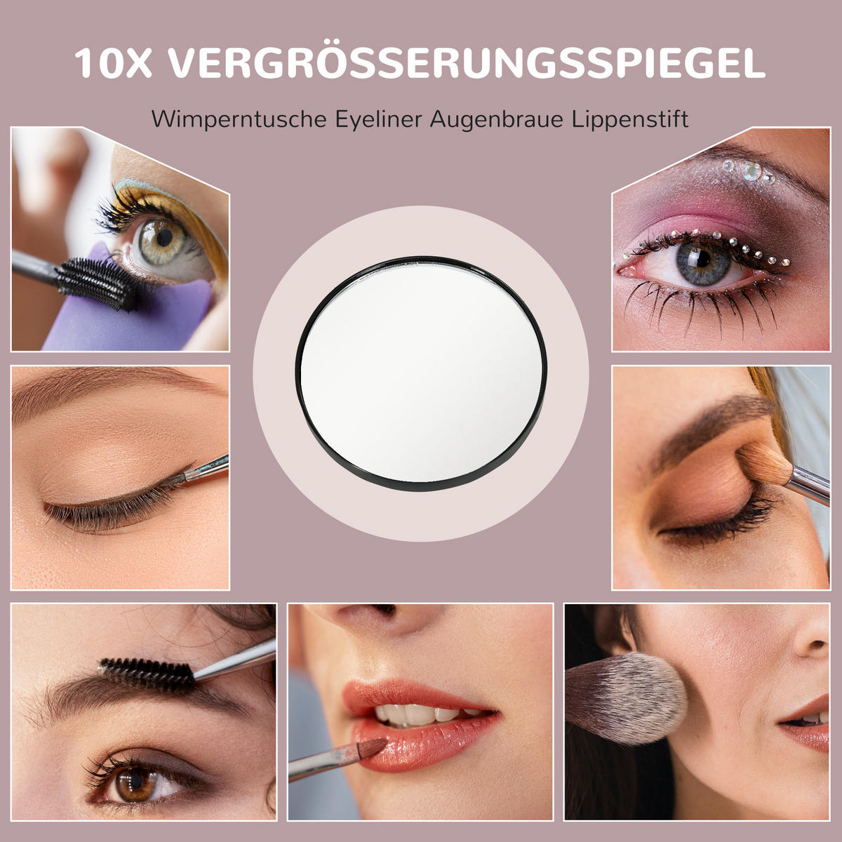 HOLLYWOOD Spiegel mit Beleuchtung, Schminkspiegel mit 14 LED Licht, 3 Lichtfarben - Schwarz, Glas (14/49.5/62.5cm) - HOMCOM