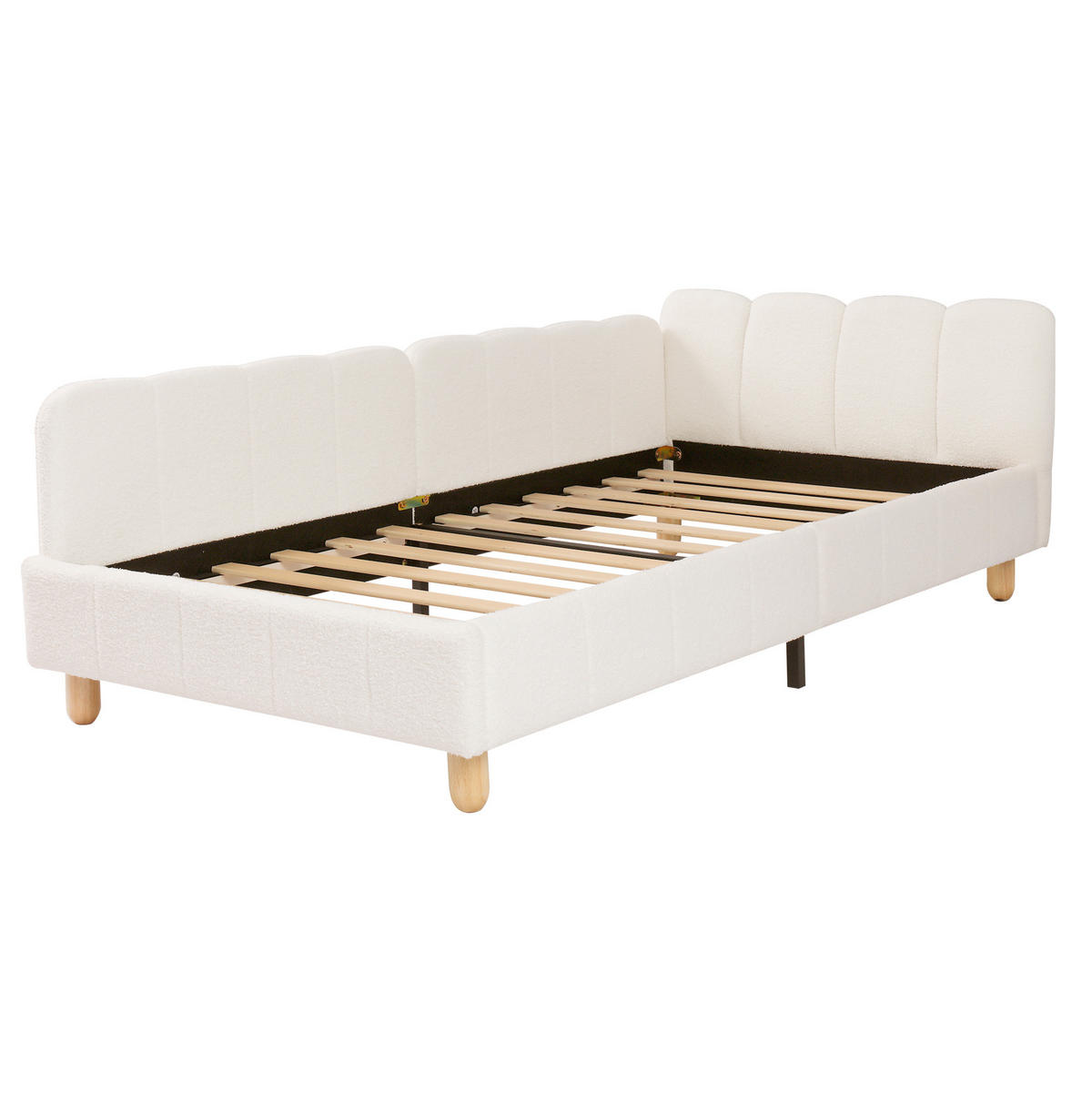 KINDERBETT 140/190 cm mit Sicherheitsbarriere, verstellbaren Seitenlehnen und Stauraumtaschen, Samt, Beige - Beige, Textil (140/190cm) - Redom