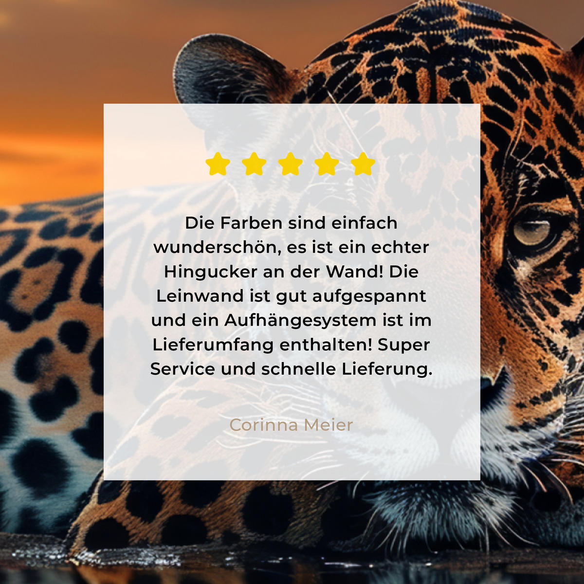 LEINWANDBILD Natur - Leopard - Tier - Sonnenuntergang - Modern Wandbilder 80x60 cm - Orange, Textil (80/60cm) - MuchoWow