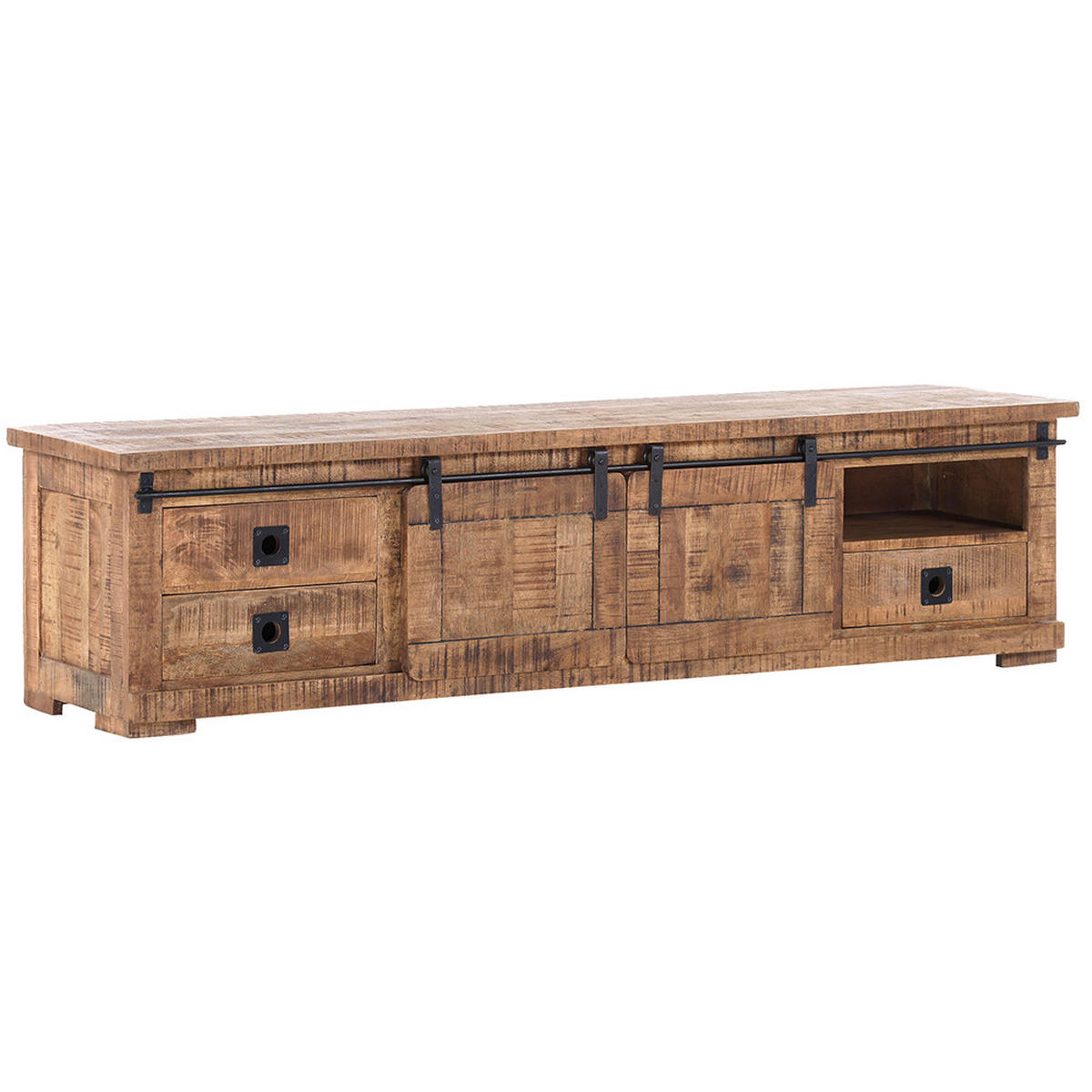 WOHNZIMMER-SET 3-TLG. Karlstad-123 - Braun, Holz (445/145/70cm) - Lomado