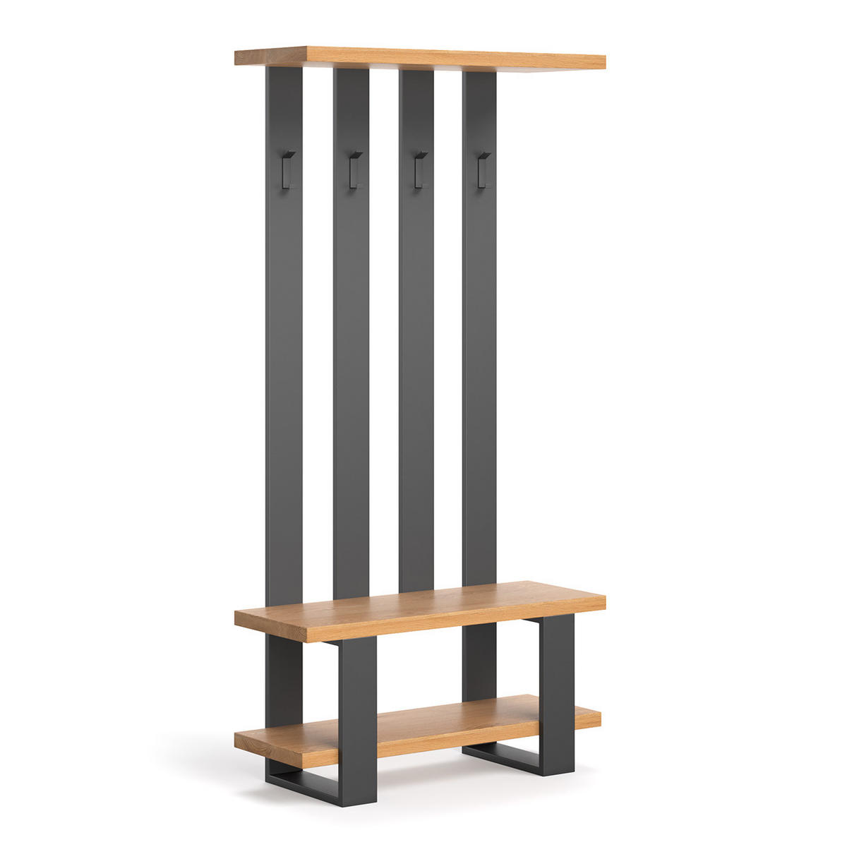 GARDEROBE Mount aus massivem Eichenholz 90 cm - Eichefarben/Naturfarben, Holz (90/180/35cm) - Danzz