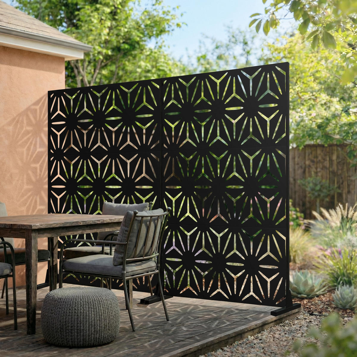 METALL-SICHTSCHUTZ Torino 120x180 cm Schwarz aus Stahl - Schwarz, Metall (120/183cm) - ML-DESIGN