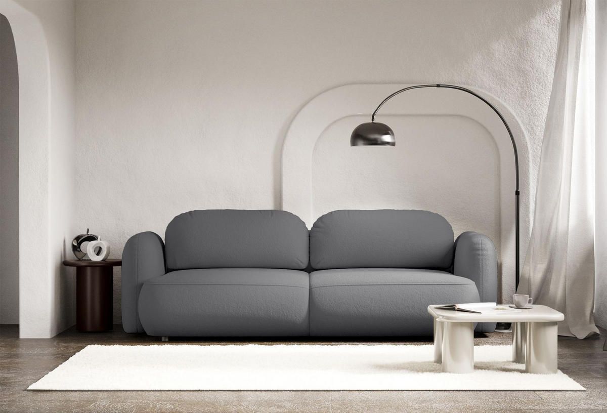 3-SITZER SCHLAFSOFA Tvoya Grau Chenille - Schwarz/Grau, Kunststoff/Textil (253/82/110cm) - Selsey