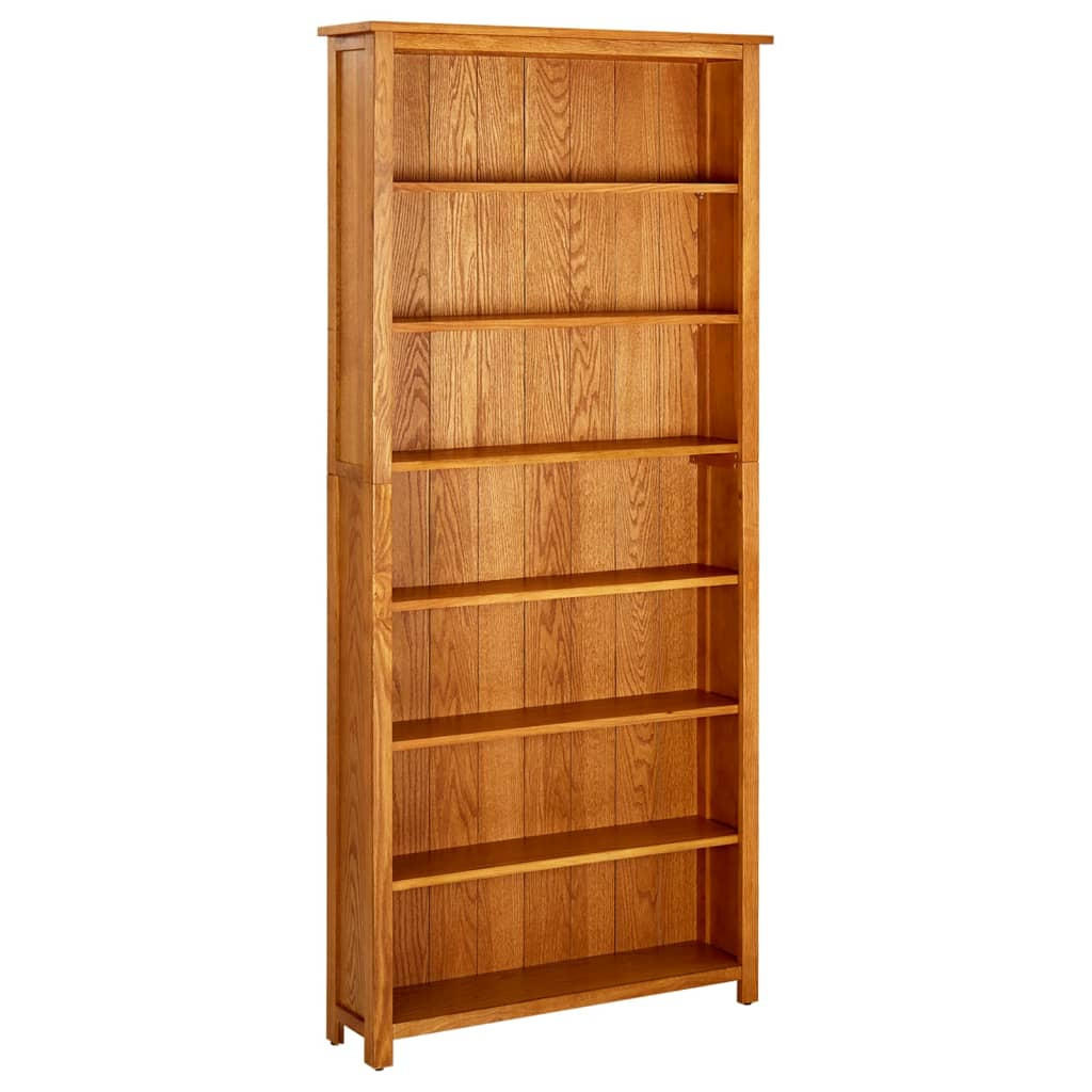 BÜCHERREGAL 7 Fächer 90x22,5x200 cm Massivholz Eiche - Braun, Holz (90/200/22.5cm) - furnicato