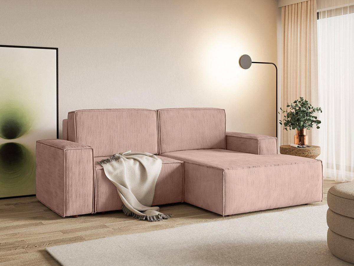 ECKSOFA KOKKO MINI mit Schlaffunktion, Rose - Pink, Textil (240/167cm) - Fedve