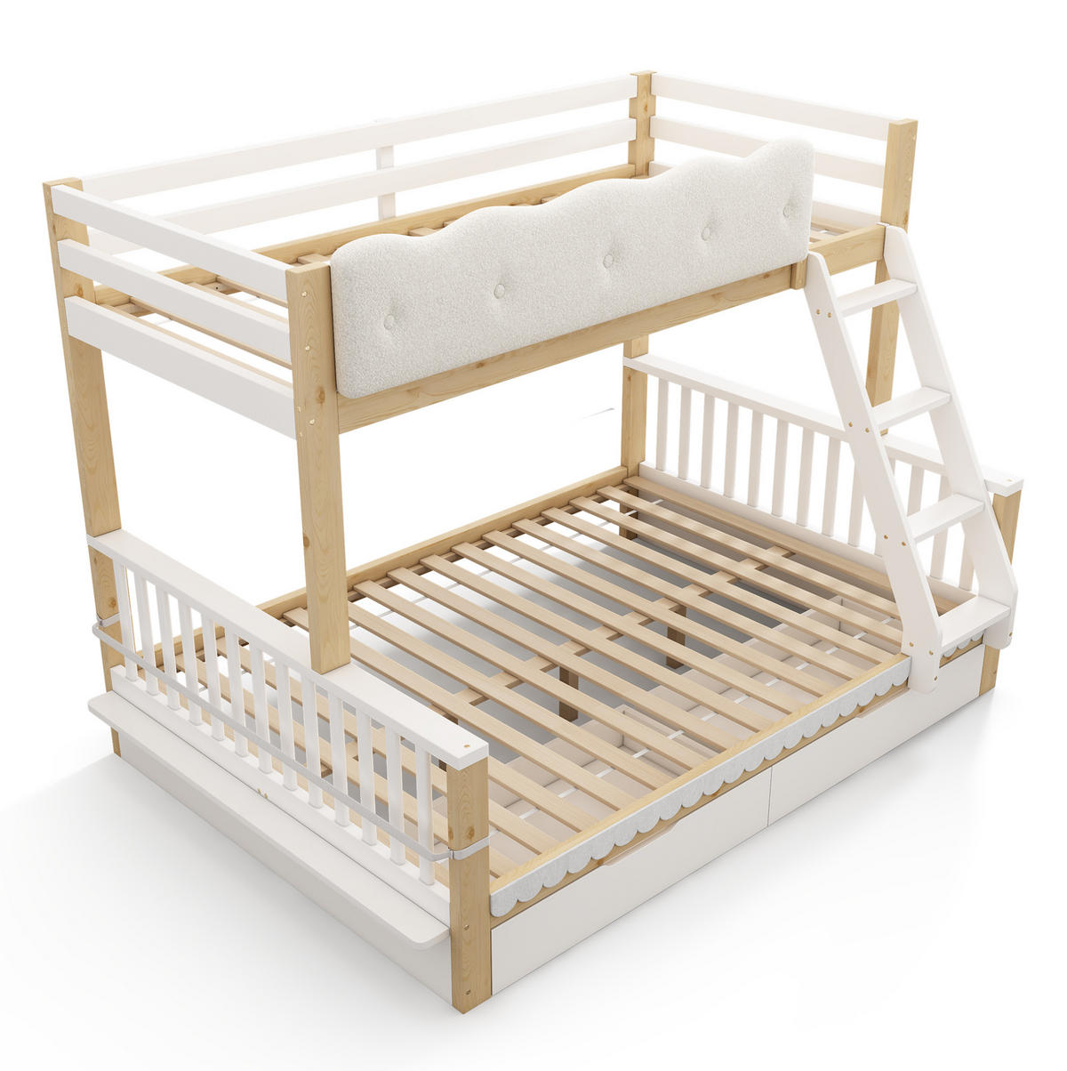 ETAGENBETT 90x200/140x200 cm in Weiß & Eiche mit Schubladen - Eichefarben, Holz (140/200cm) - IVMEU