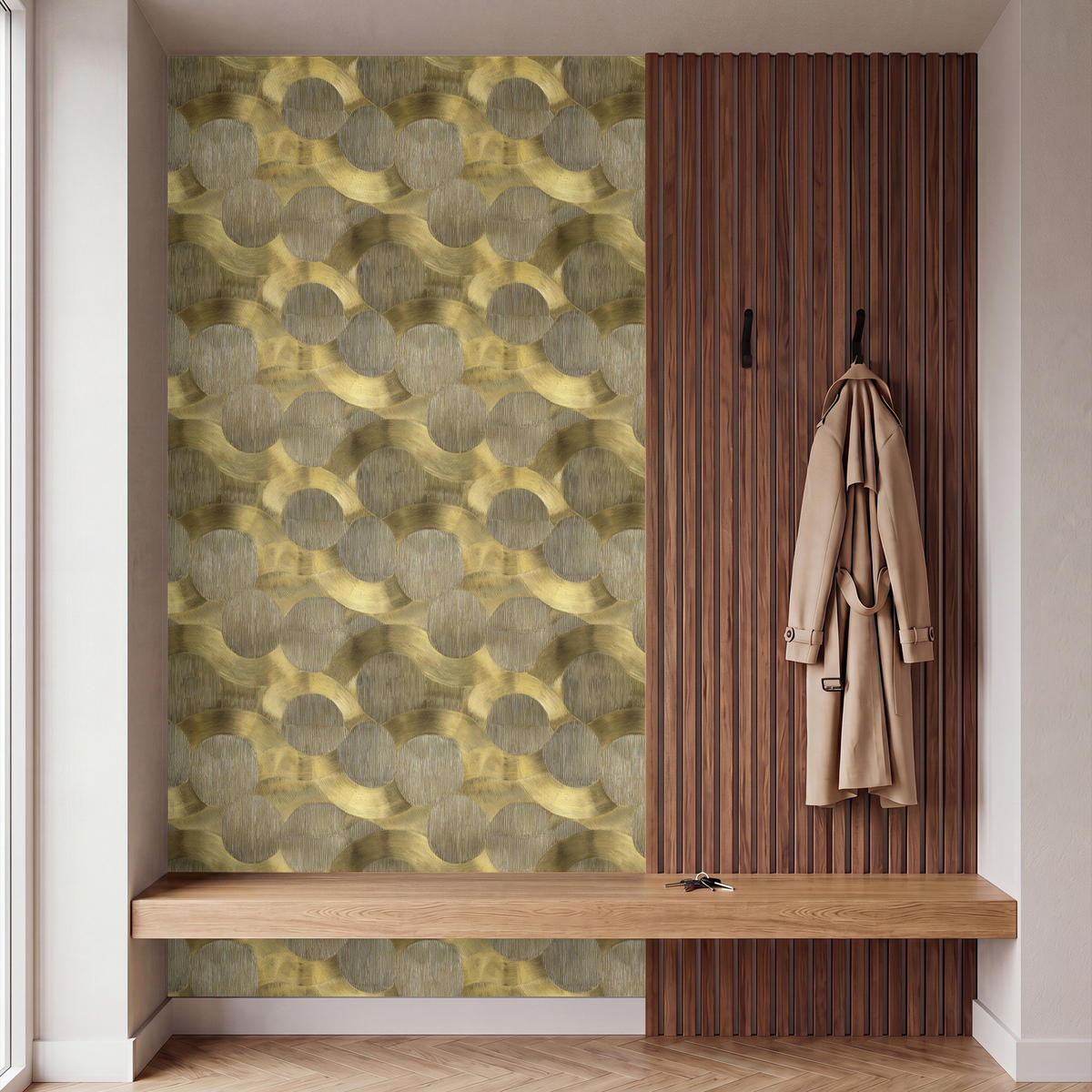 TAPETE - Modern - Geometrisch - Gold - 140x280 cm - Goldfarben, Papier (140/280cm) - OnlyWow