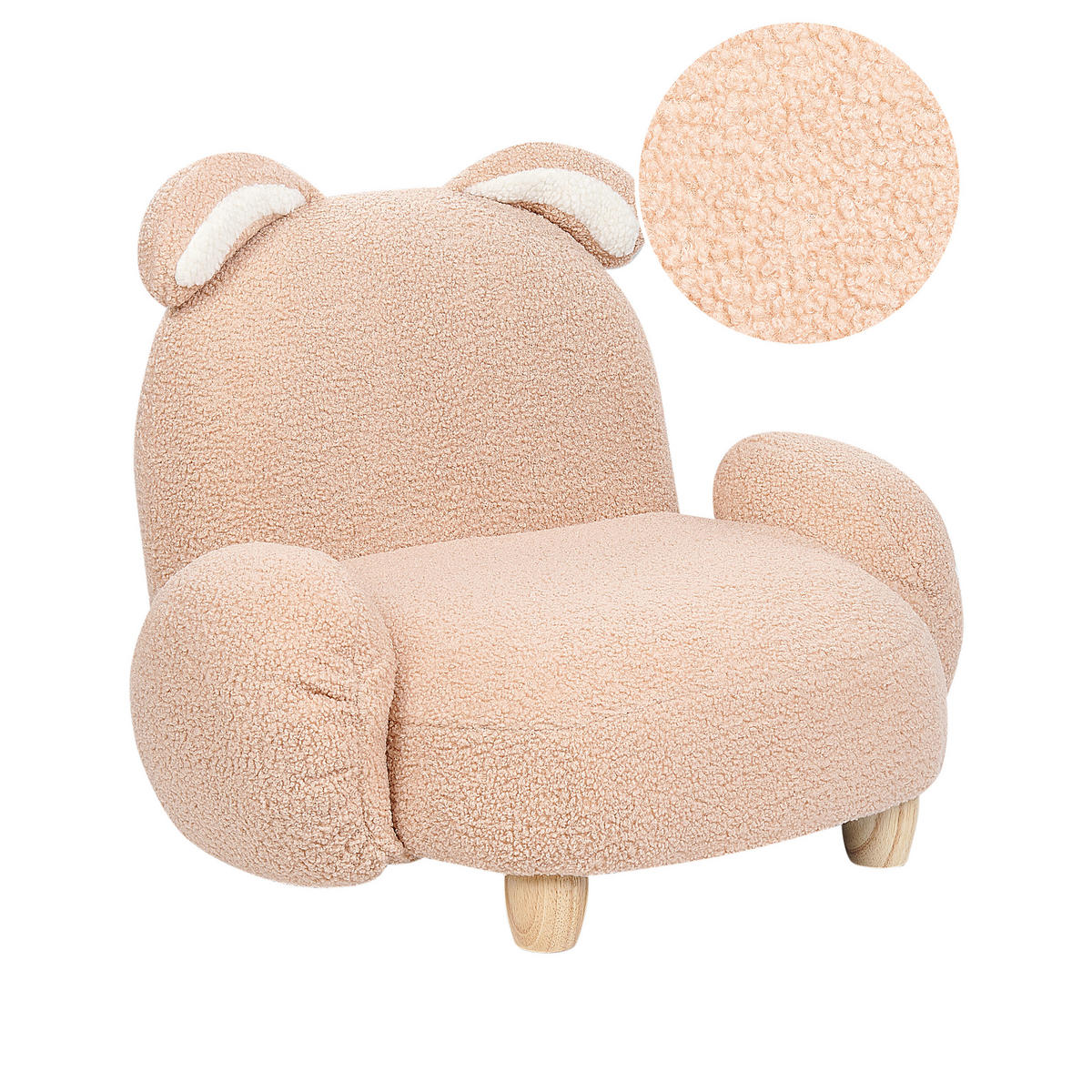 KINDERSESSEL Teddy-Optik beige Tierform Hase Kanna - Beige, Kunststoff/Textil (65/45/51cm) - Beliani