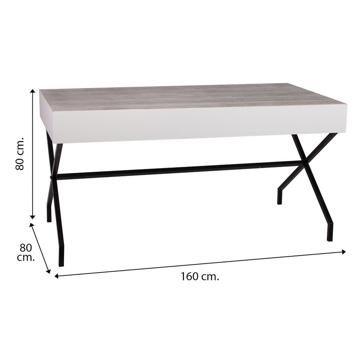 TISCH aus Metall und Holz, 160x80cm - Weiß, Holz (80/160/80cm) - Wanderlust