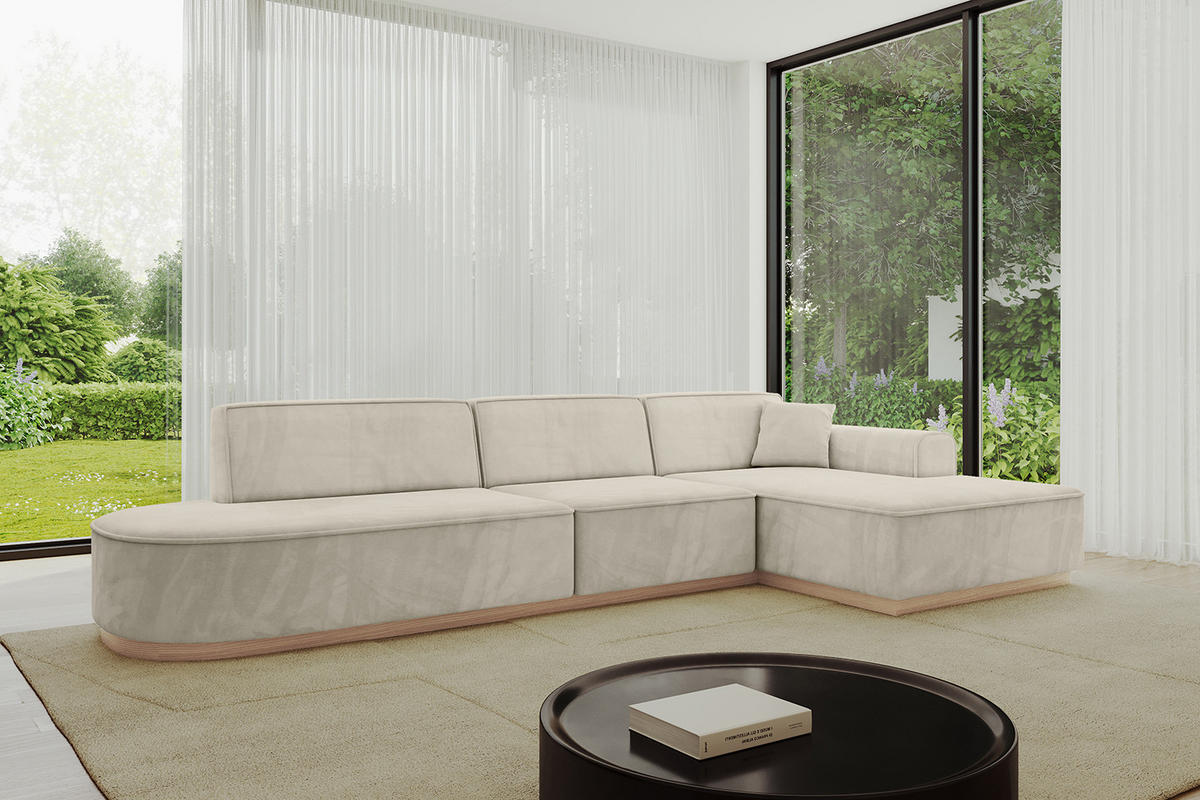 ECKSOFA Ottomane Rechts IREA-L2 - 328x171x83 cm Dunkelgrau - Ecru, Holzwerkstoff/Textil (171/328cm) - ALTDECOR