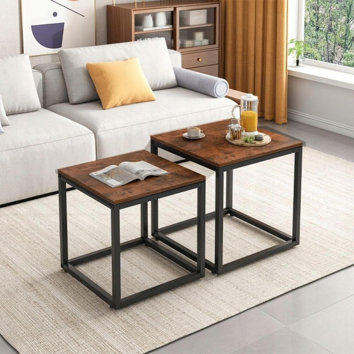 COUCHTISCH 2er-Set, braun, 50/50/50,5 cm und 45/45/45,5 cm - Braun, Holzwerkstoff (50/50/50.5cm)