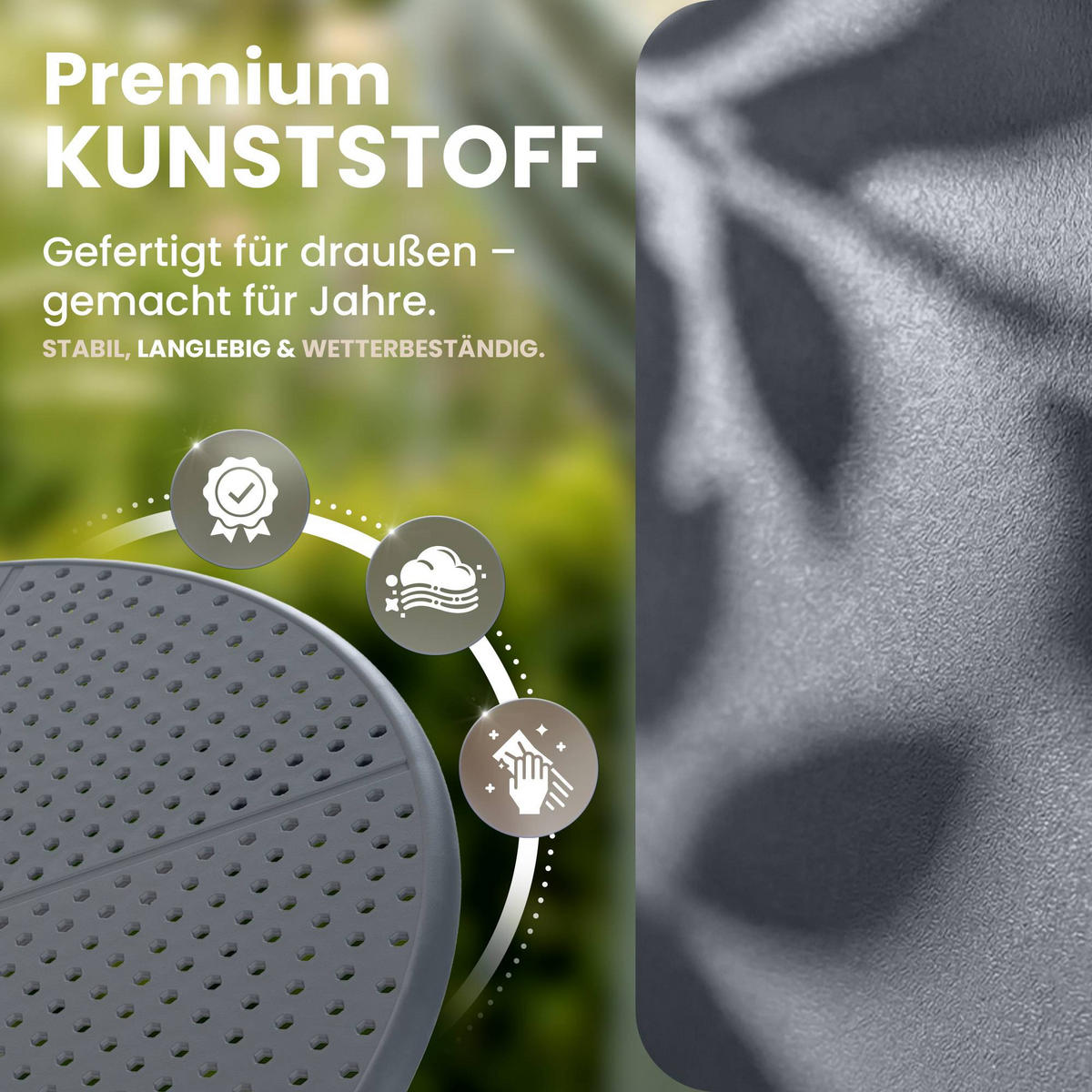 GARTENTISCH rund Kunststoff anthrazit - Anthrazit, Kunststoff (60/60/76cm) - CLP