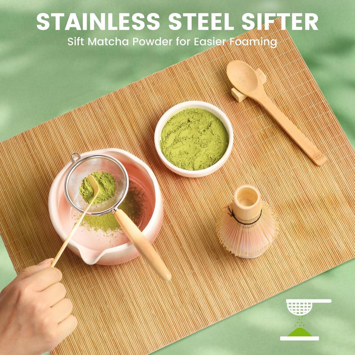 MATCHA Set 7-teiliges Set Keramik Bambus Rosa - Rosa, Keramik (22/1.5/24cm)