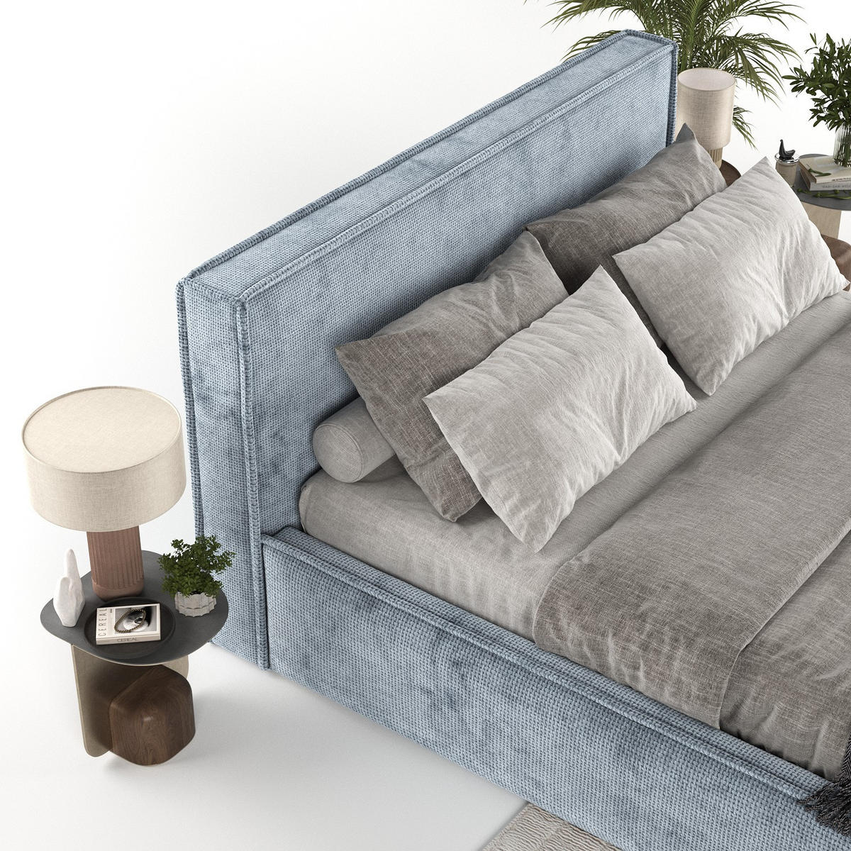 POLSTERBETT Sato mit Stauraum 180/200 cm Hellblau im Bonita Stoff - Schwarz/Naturfarben, Holz/Holzwerkstoff (180/200cm) - AltaBeds