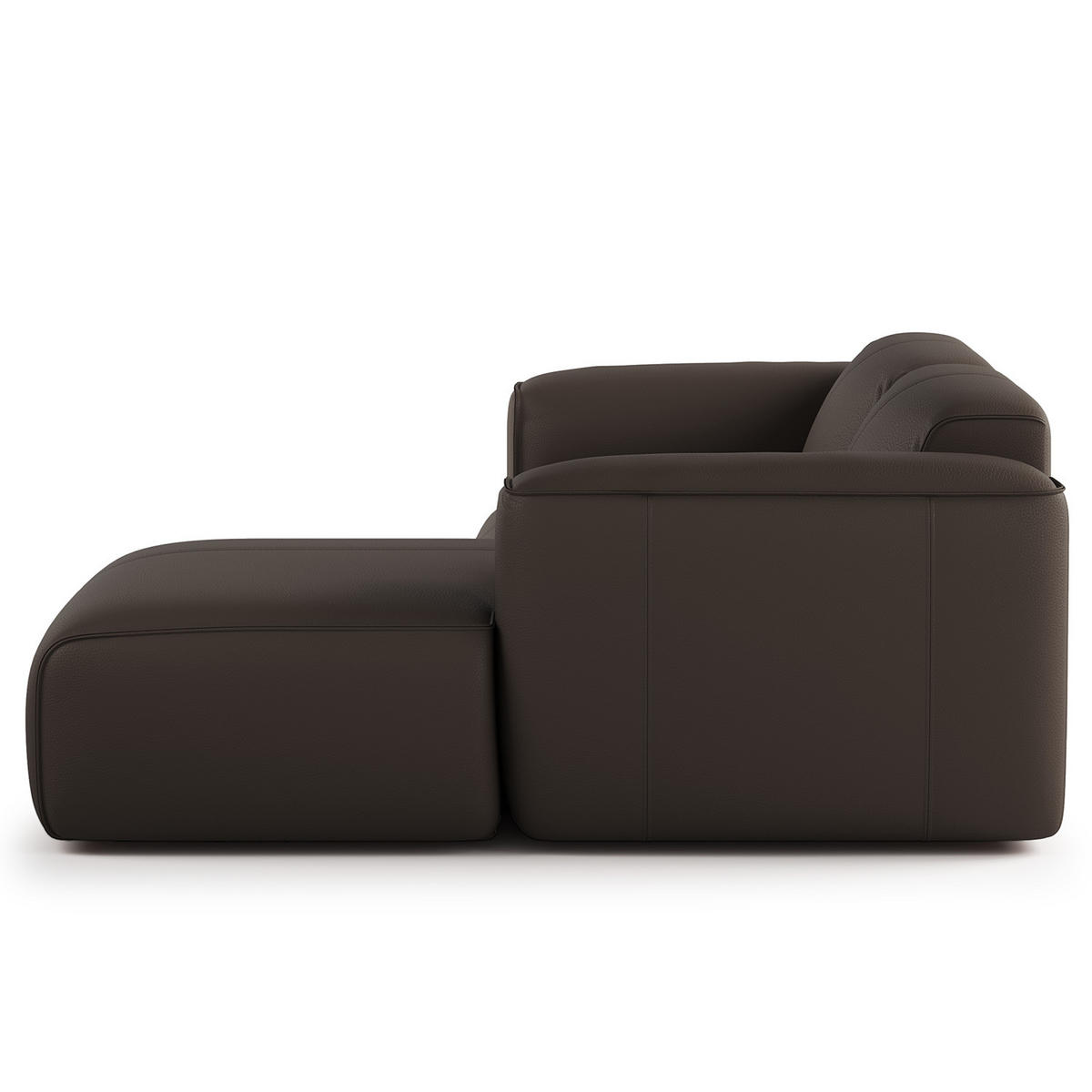 ECKSOFA mit XL-Longchair - Dunkelbraun/Schwarz, Leder/Kunststoff (260/171cm) - home24