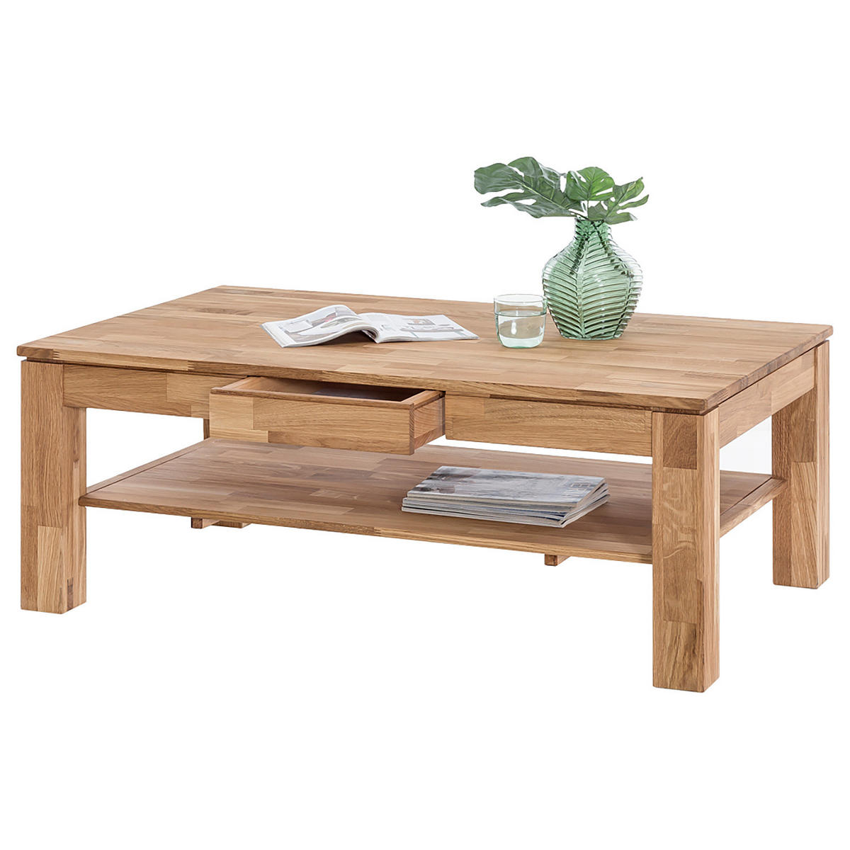 MASSIVER COUCHTISCH - Eiche - Braun, Holz/Holzwerkstoff (70/115/46cm) - home24