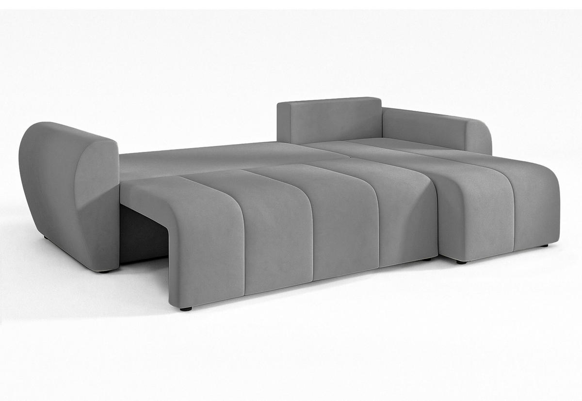 ECKSOFA L Form Malatya Hellgrau 246/145/80 cm stilvolle mit Schlaffunktion R - Hellgrau/Schwarz, Kunststoff/Textil (246/145cm) - AX Living