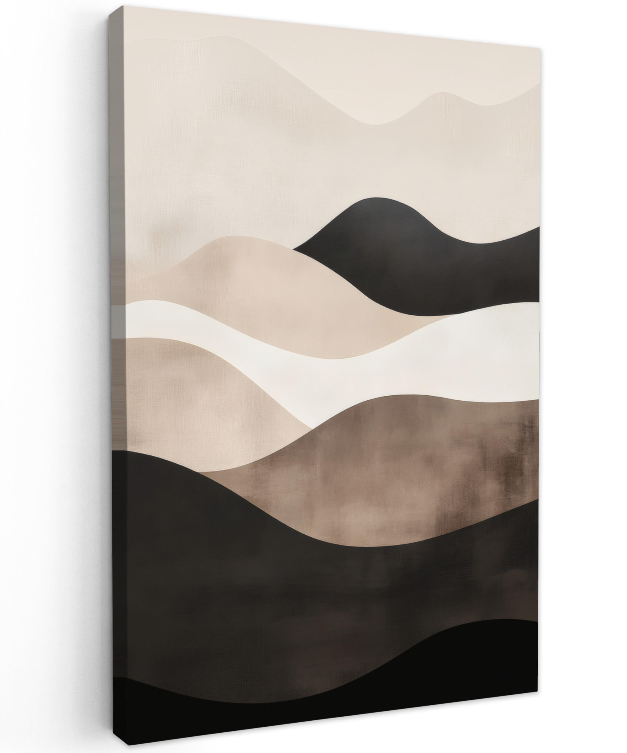 LEINWANDBILD Abstrakt - Landschaft - Wellen - Cremefarben 90x140 cm - Cappuccino, Textil (90/140cm) - MuchoWow