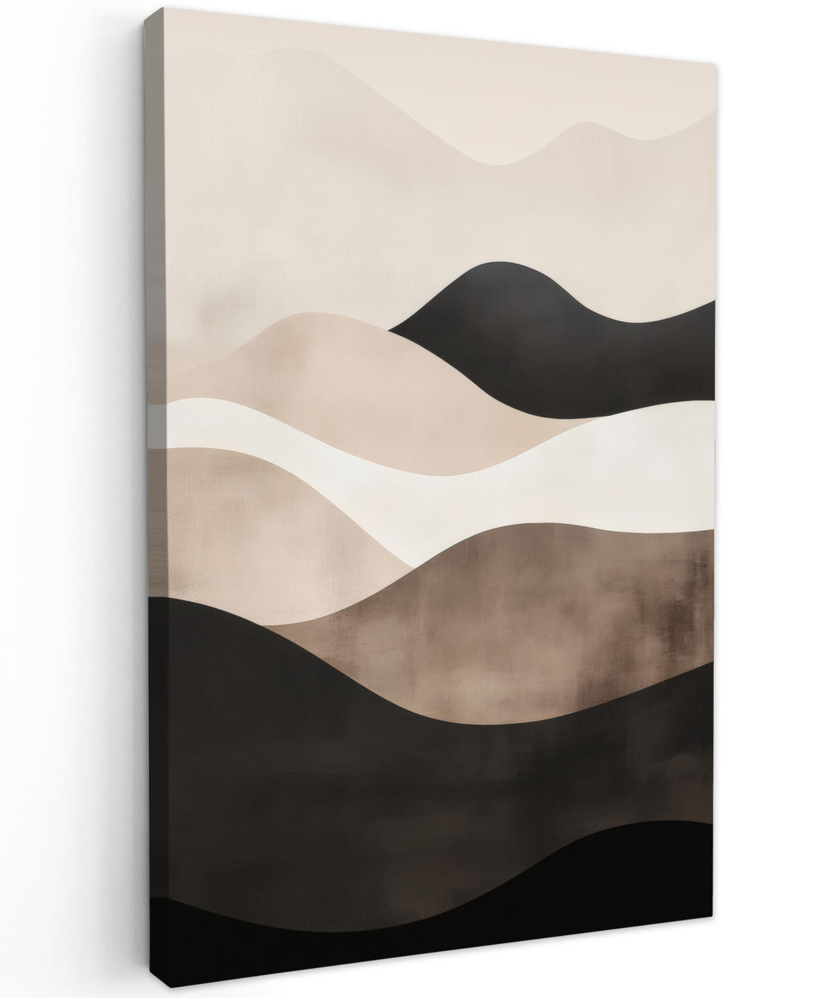 LEINWANDBILD Abstrakt - Landschaft - Wellen - Cremefarben 90x140 cm - Cappuccino, Textil (90/140cm) - MuchoWow