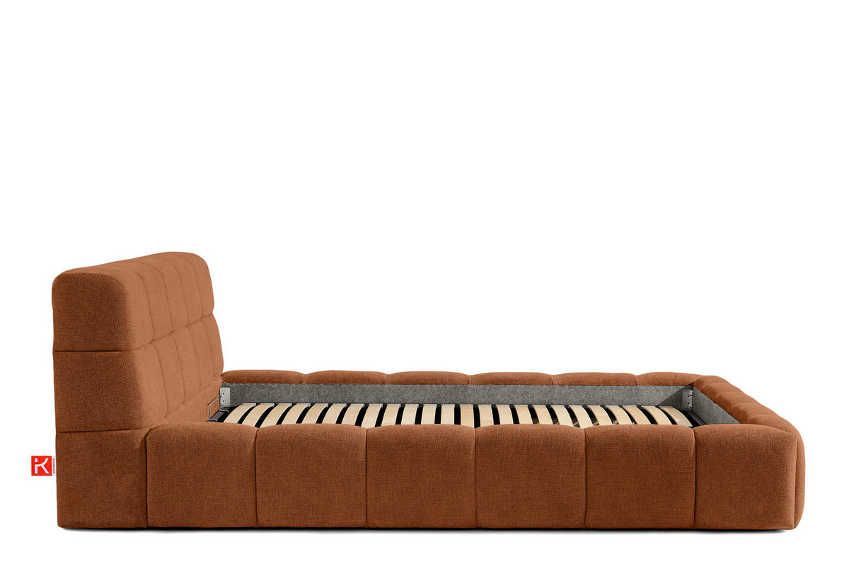 POLSTERBETT AERI 140/160/180/200 mit Rahmen und Bettkasten, orange - Orange, Holz/Holzwerkstoff (160/200cm) - KONSIMO®
