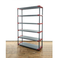 KUNSTSTOFFREGAL GREY BEAR Extra-Tall 220x150x46cm Fachlast 70kg Grau-Rot - Rot, Kunststoff (150/222/46cm) - PROREGAL