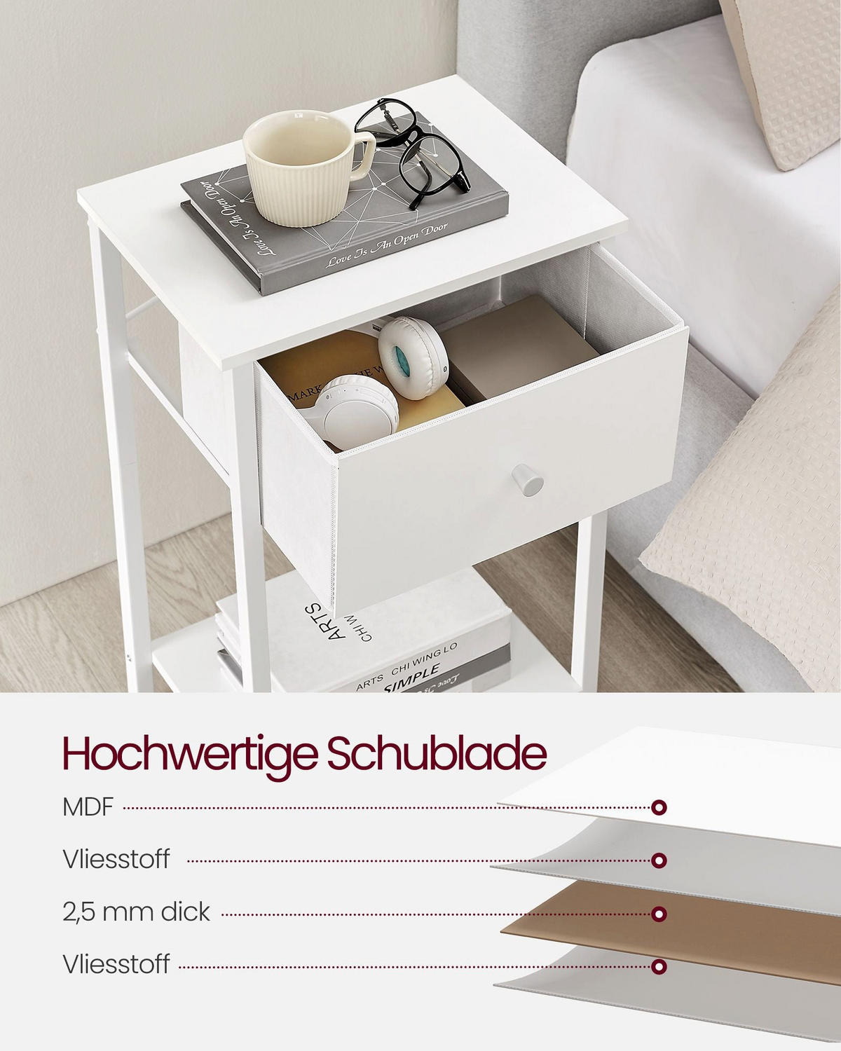 BEISTELLTISCH BUJUMBURA - Weiß, Holzwerkstoff (28/38/61cm) - Hansiro