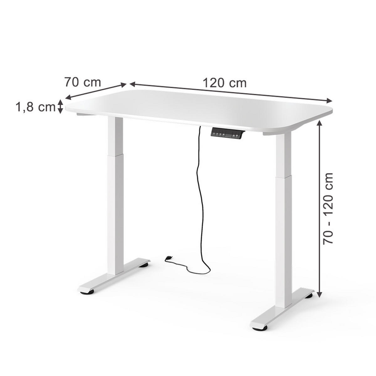 PSACÍ STŮL Elevate Bílá - bílá, kompozitní dřevo (70/120/120cm) - Vicco