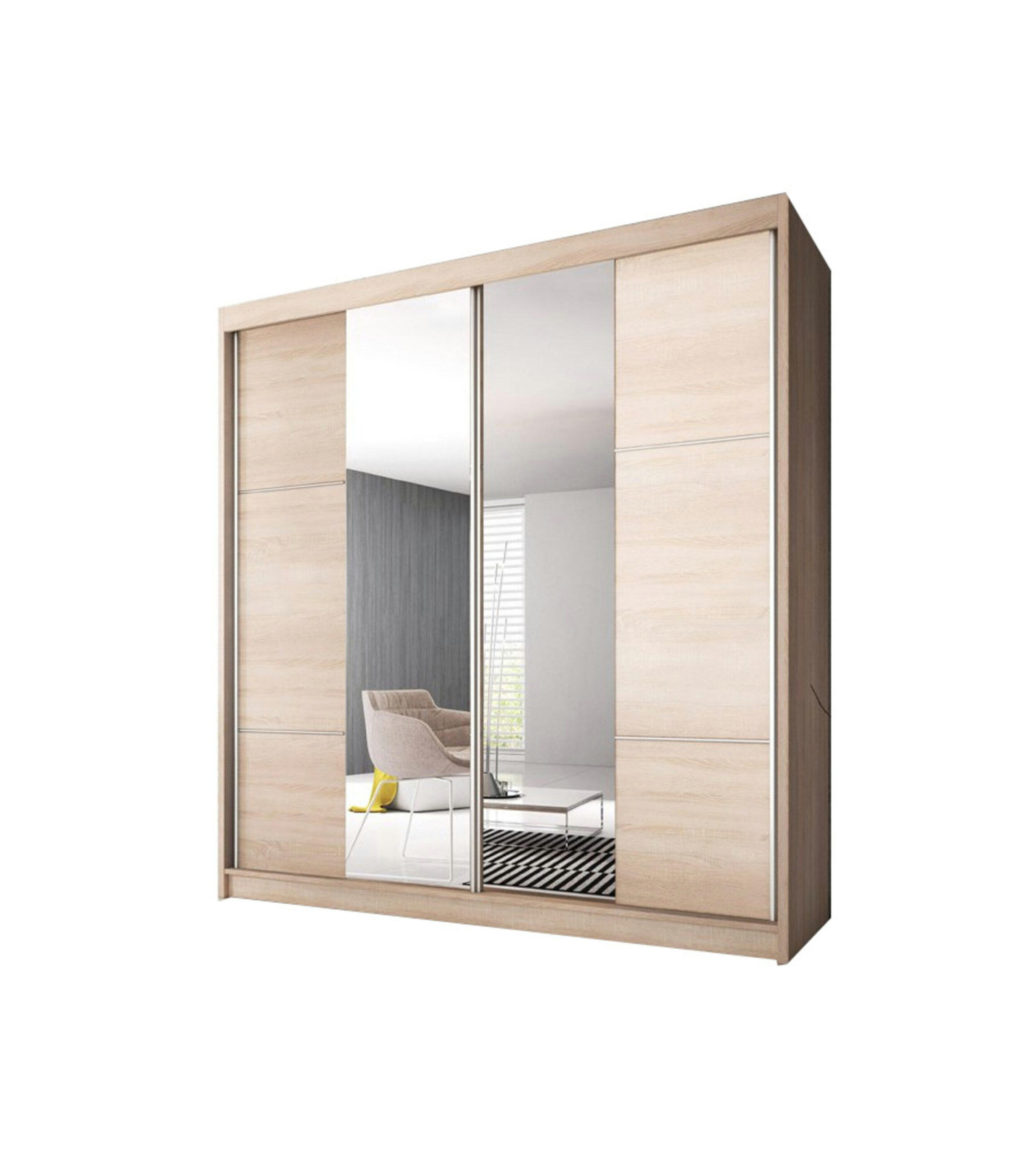 SCHIEBETÜRENSCHRANK - BEN 36 233 CM (Sonoma) - Sonoma Eiche, Holzwerkstoff (233/218/61cm) - Möblo