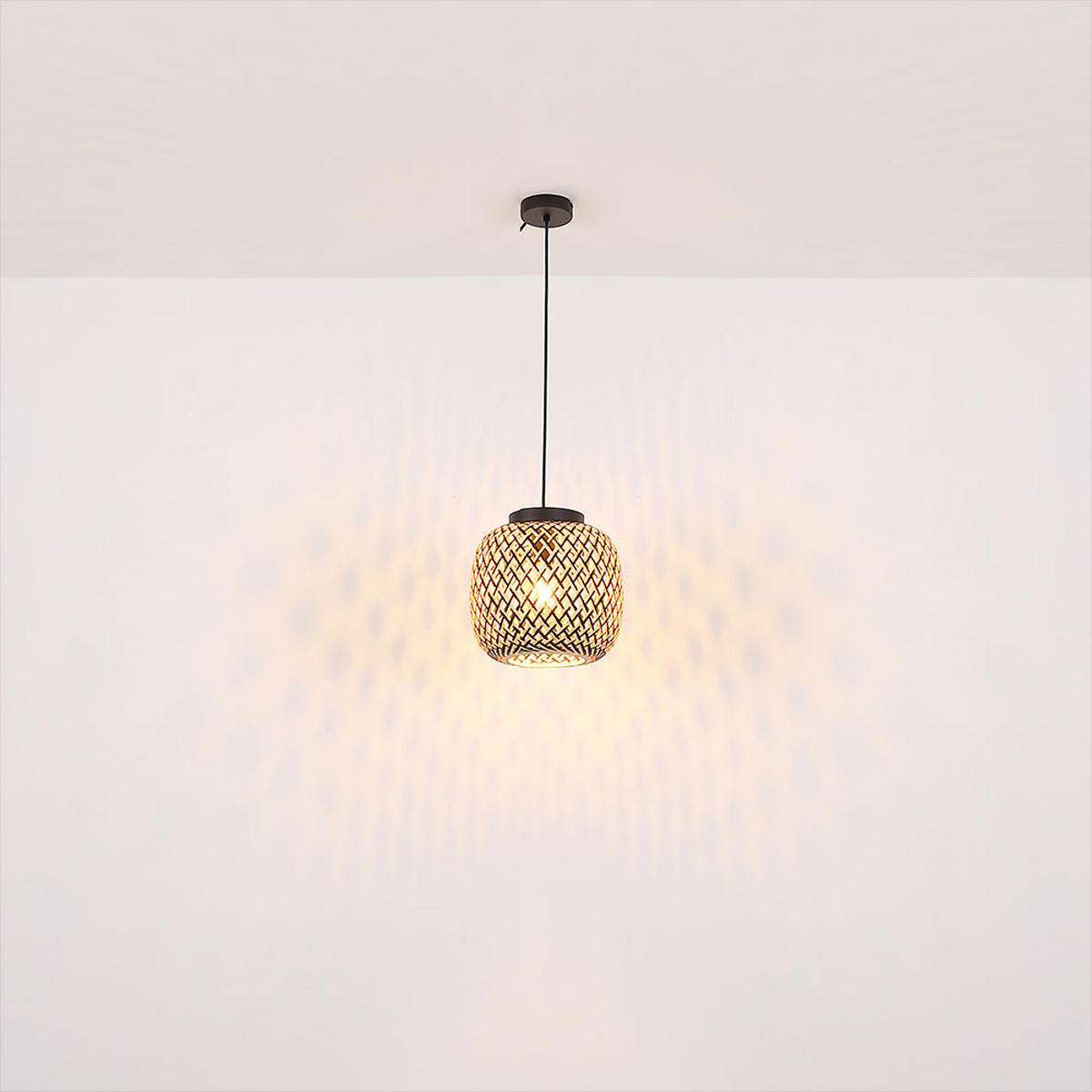 LED PENDELLEUCHTE Metall Bambus Braun - Braun, Holz (20/20/120cm) - Globo Lighting