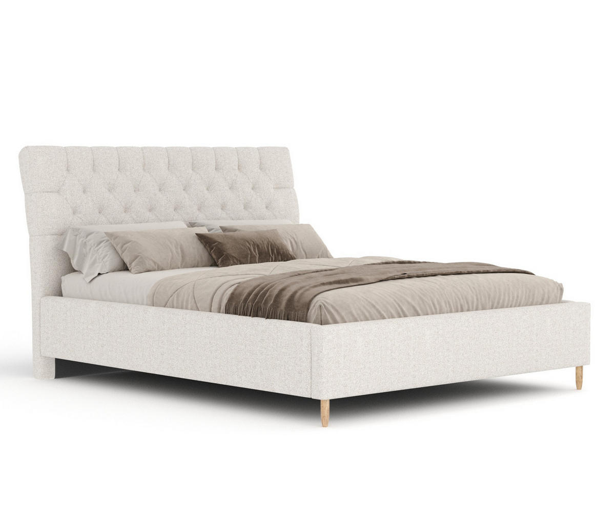POLSTERBETT Vezzola Creme 180/200 cm im Webstoff - Creme/Naturfarben, Holz/Holzwerkstoff (180/200cm) - Maison de Reve