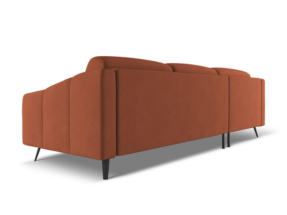 ECKOSFA Links Chenille Stoff Orange - Terra cotta/Schwarz, Kunststoff/Textil (160/264cm) - Makamii