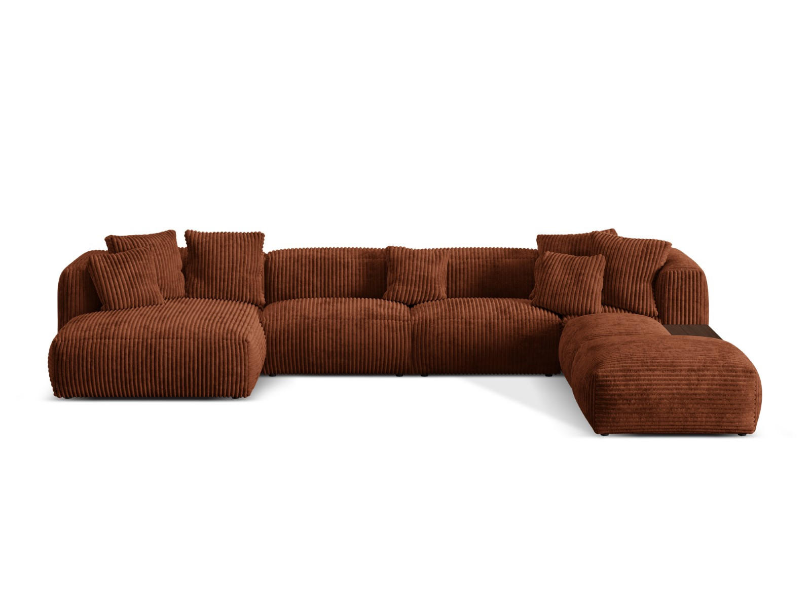 PANORAMASOFA modular rechts Martina aus Cord ziegelrot 5 Sitzplätze - Orange, Textil (406/75/280cm) - Micadoni