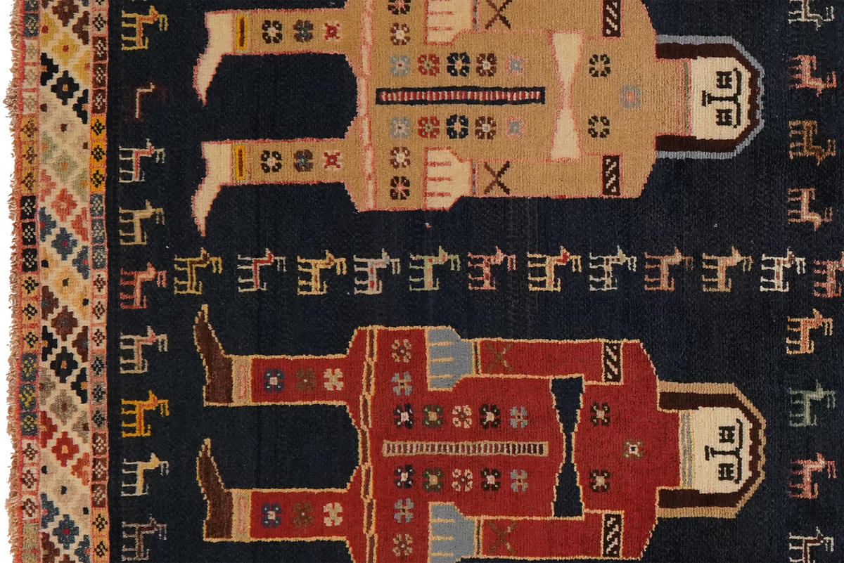 TEPPICH Gashgai Blau 162/110 cm Schurwolle - Blau, Textil (110/162cm) - Looma