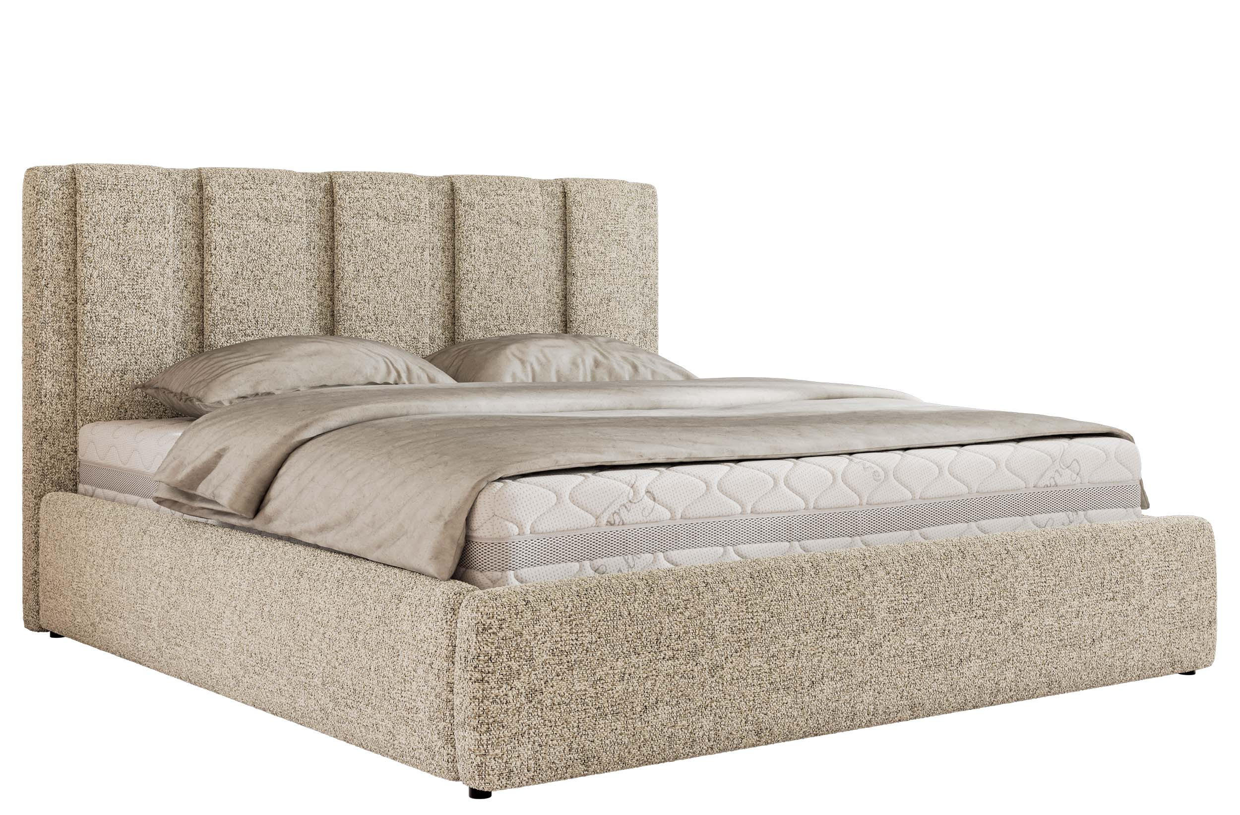 POLSTERBETT SAVINO CLASSIC 140/200 - Beige Struktur - Pocket-Matratze - Beige, Textil (140/200cm) - MKS