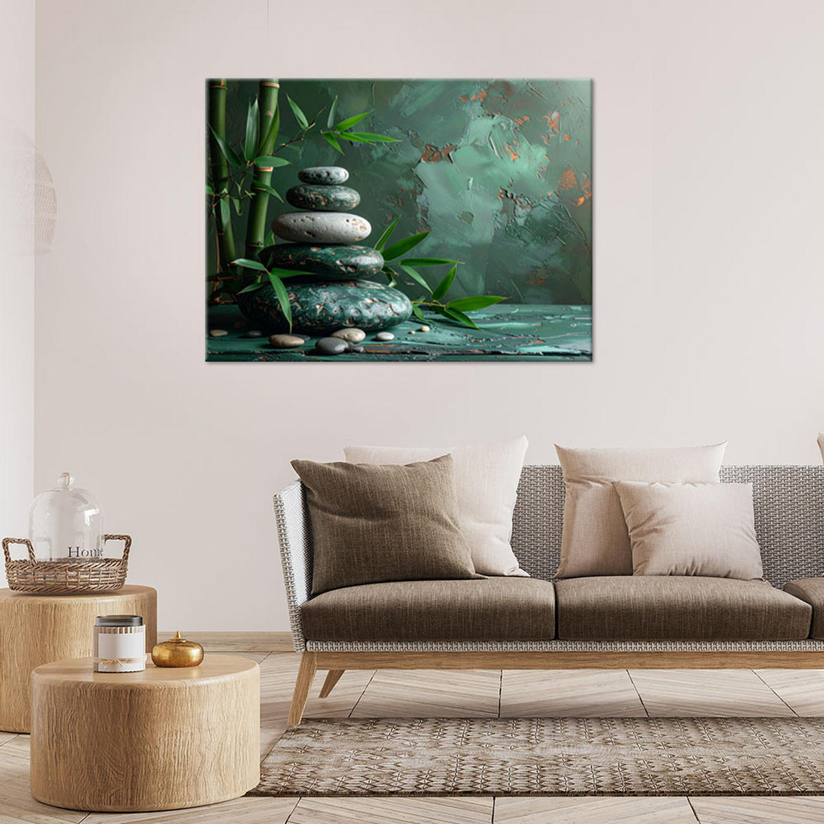 LEINWANDBILD Zen und Orientalisch 30x20cm - Grün, Textil (30/20cm) - Feeby