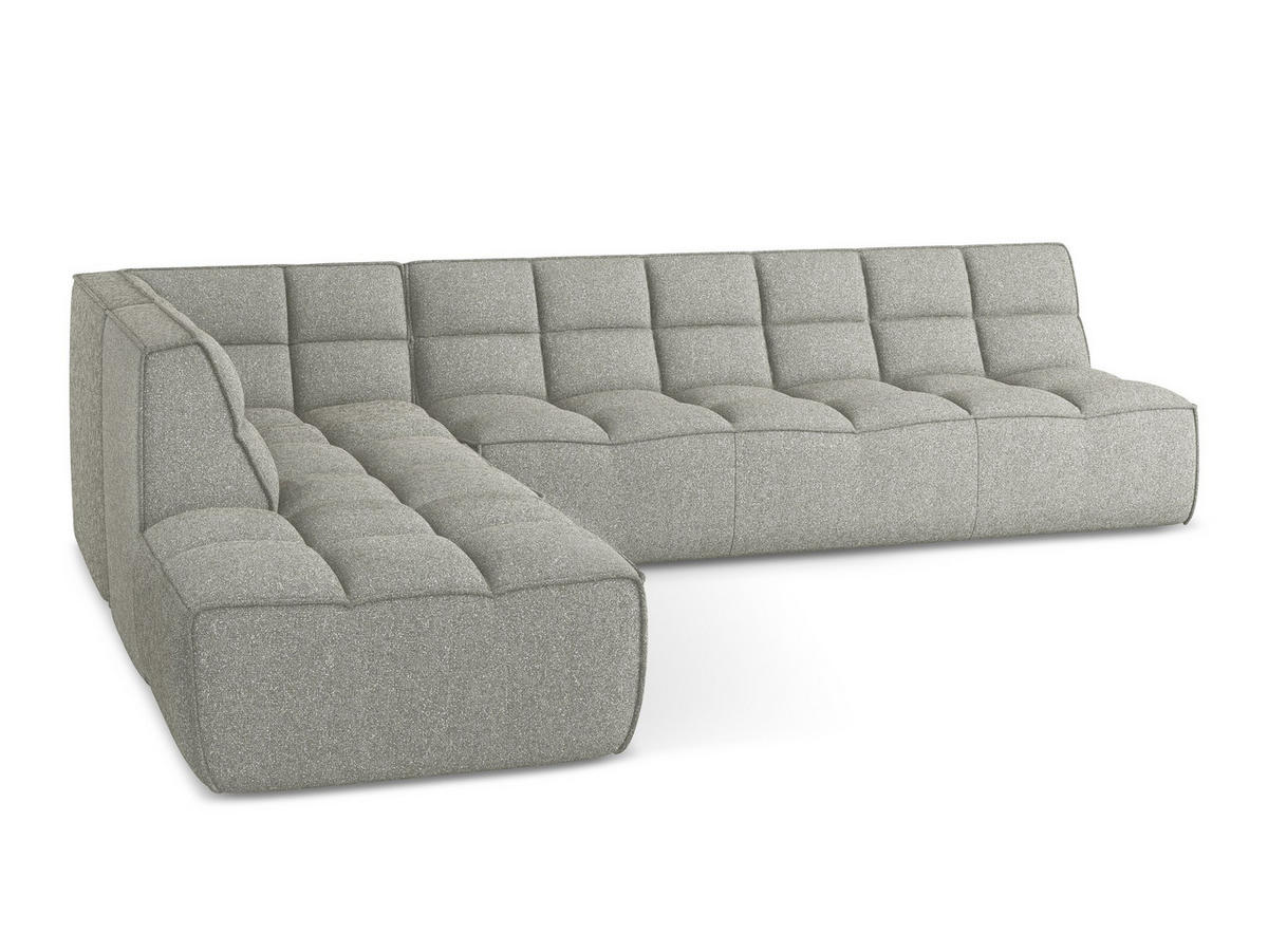 ECKSOFA Beidseitig Strukturstoff Stoff Grau - Hellgrau/Schwarz, Kunststoff/Textil (308/258cm) - Makamii