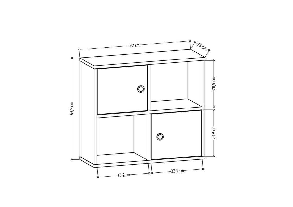 BÜCHERREGAL Tuttle Eiche Weiss - Eichefarben/Weiß, Holzwerkstoff (25/63.2/72cm) - Decorotika