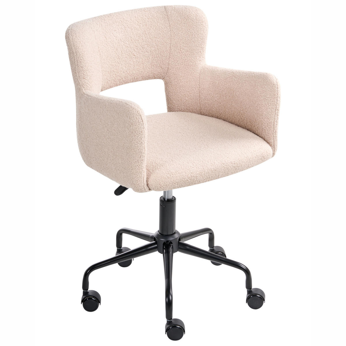 SCHREIBTISCHSTUHL Beige Sanilac - Beige/Schwarz, Textil (62/71/62cm) - Beliani
