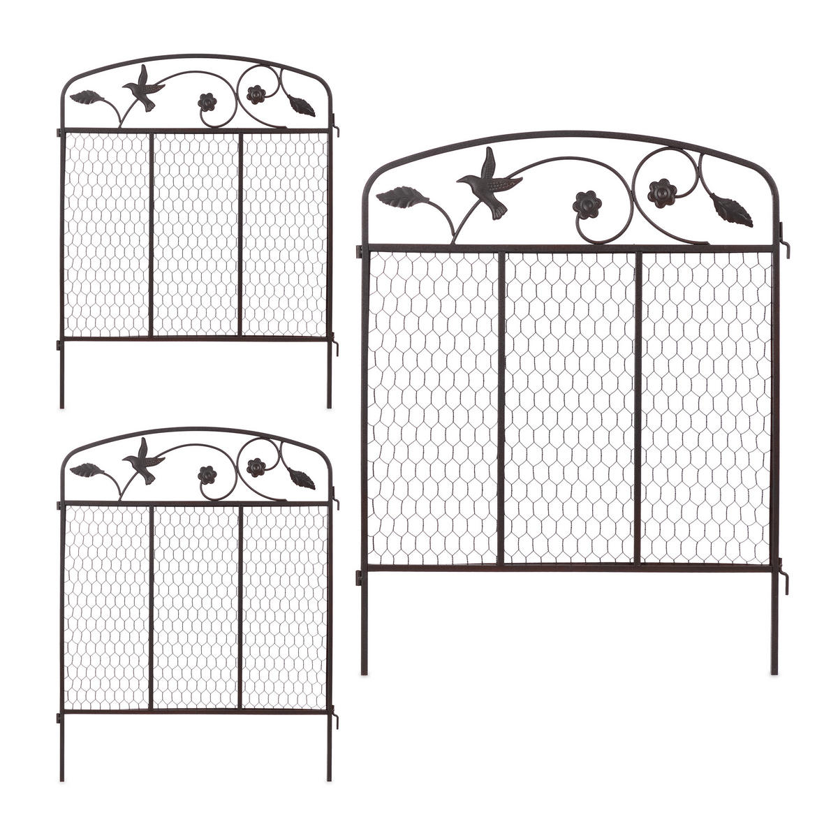 3xBEETEINFASSUNG - Dunkelbraun, Metall (63/79/1.5cm) - Relaxdays